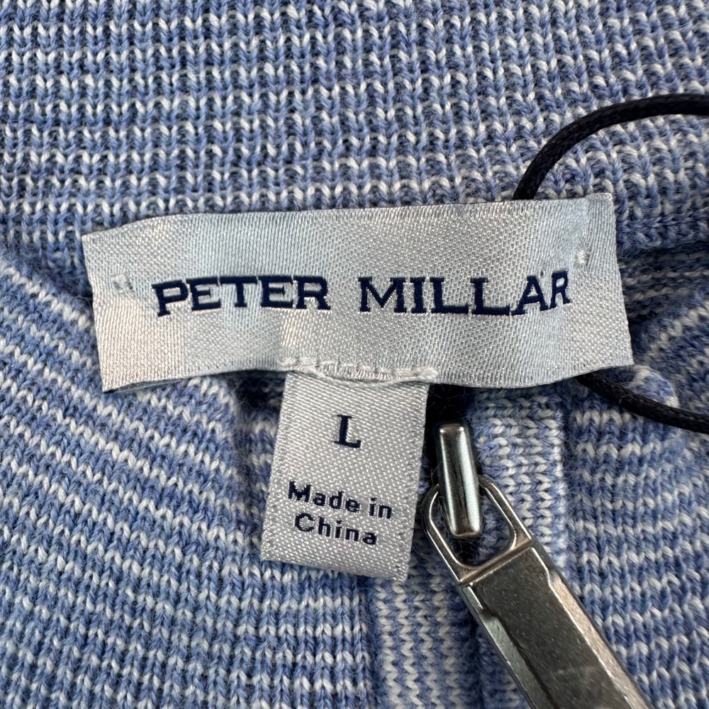Peter Millar Crown Men's L Blue Canton Stripe 1/4 Zip Pullover Merino Wool Blend - Picture 4 of 14